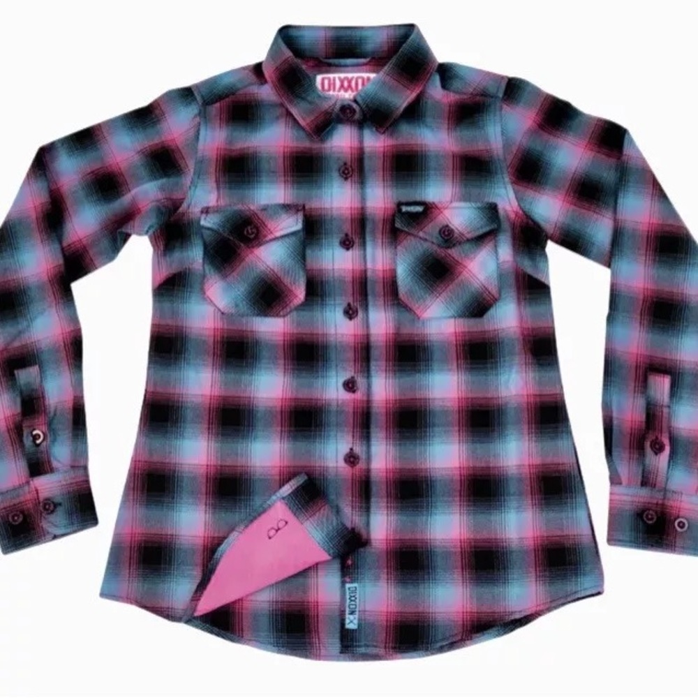 Dixxon x Shreddy Collab Pink and Teal Flannel